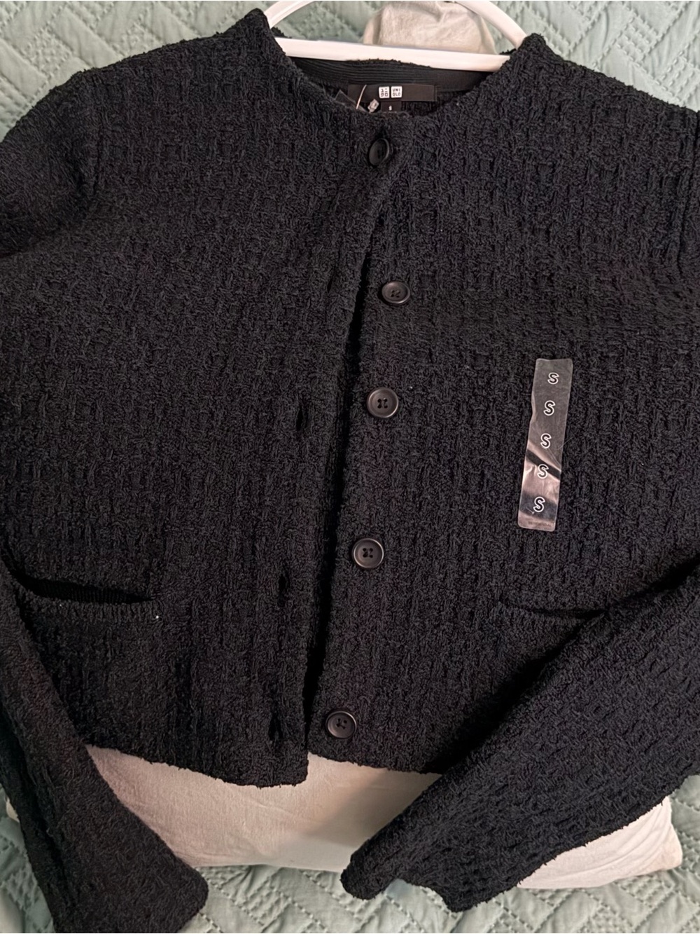 Uniqlo Black Textured Button-Front Cardigan
